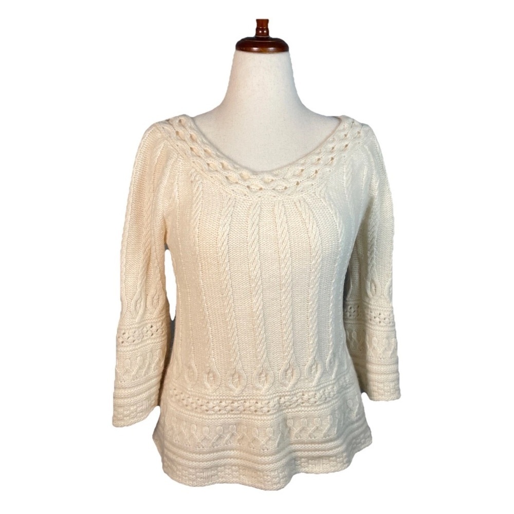 French Connection Lambswool Angora Scoop Neck Sweater Boho Peasant Size Large